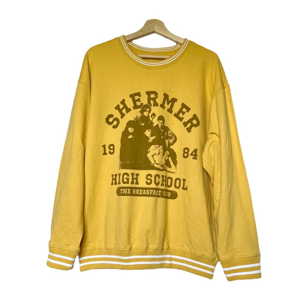 Oversized Gold Varsity Sweatshirt with Long Sleeves